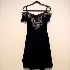 Insanely Gorgeous Vintage Black Velvet Off the Shoulder ExpoNite Dress sz 8